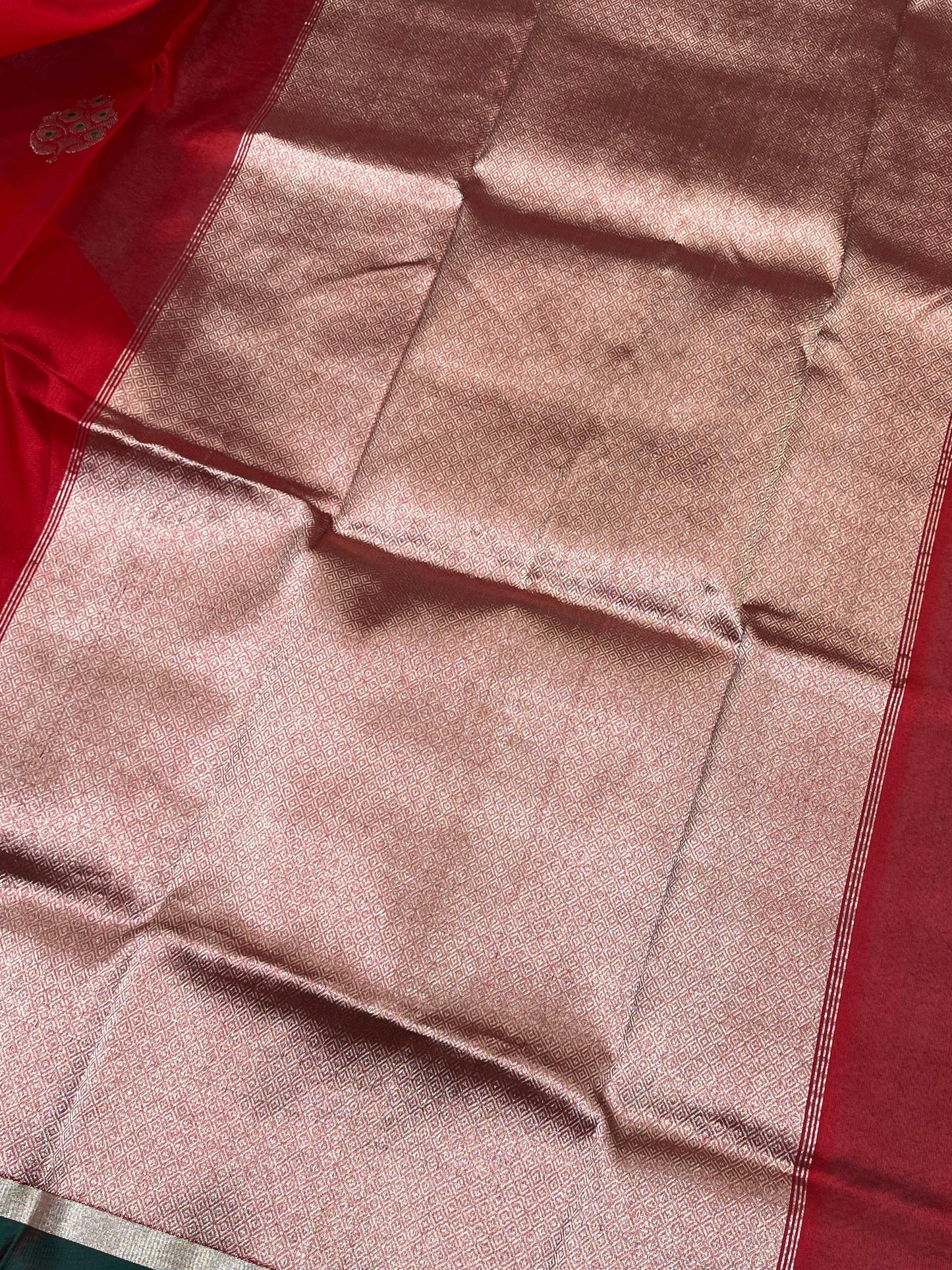 RED SILK PURE HANDLOOM CHANDERI SAREE