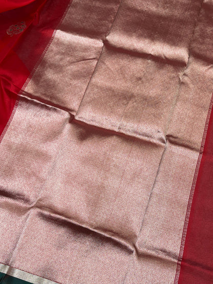 RED SILK PURE HANDLOOM CHANDERI SAREE