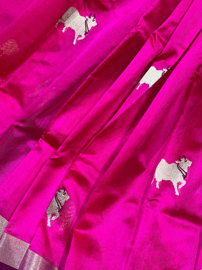 PINK SILK PURE HANDLOOM CHANDERI SAREE