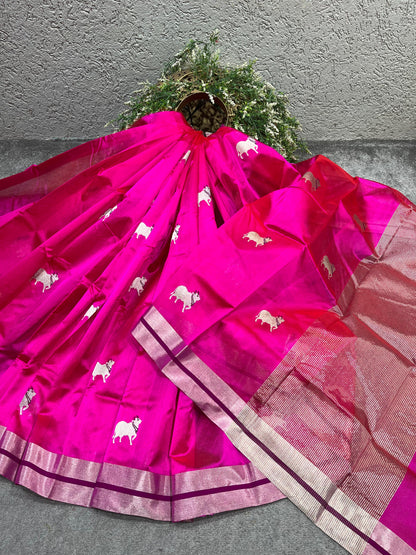 PINK SILK PURE HANDLOOM CHANDERI SAREE