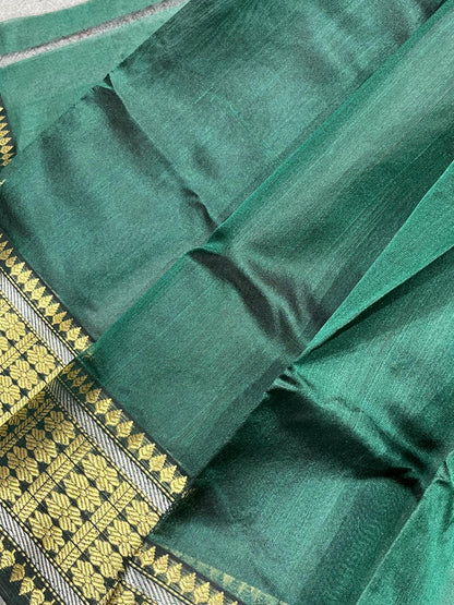 GREEN SILK PURE HANDLOOM CHANDERI SAREE