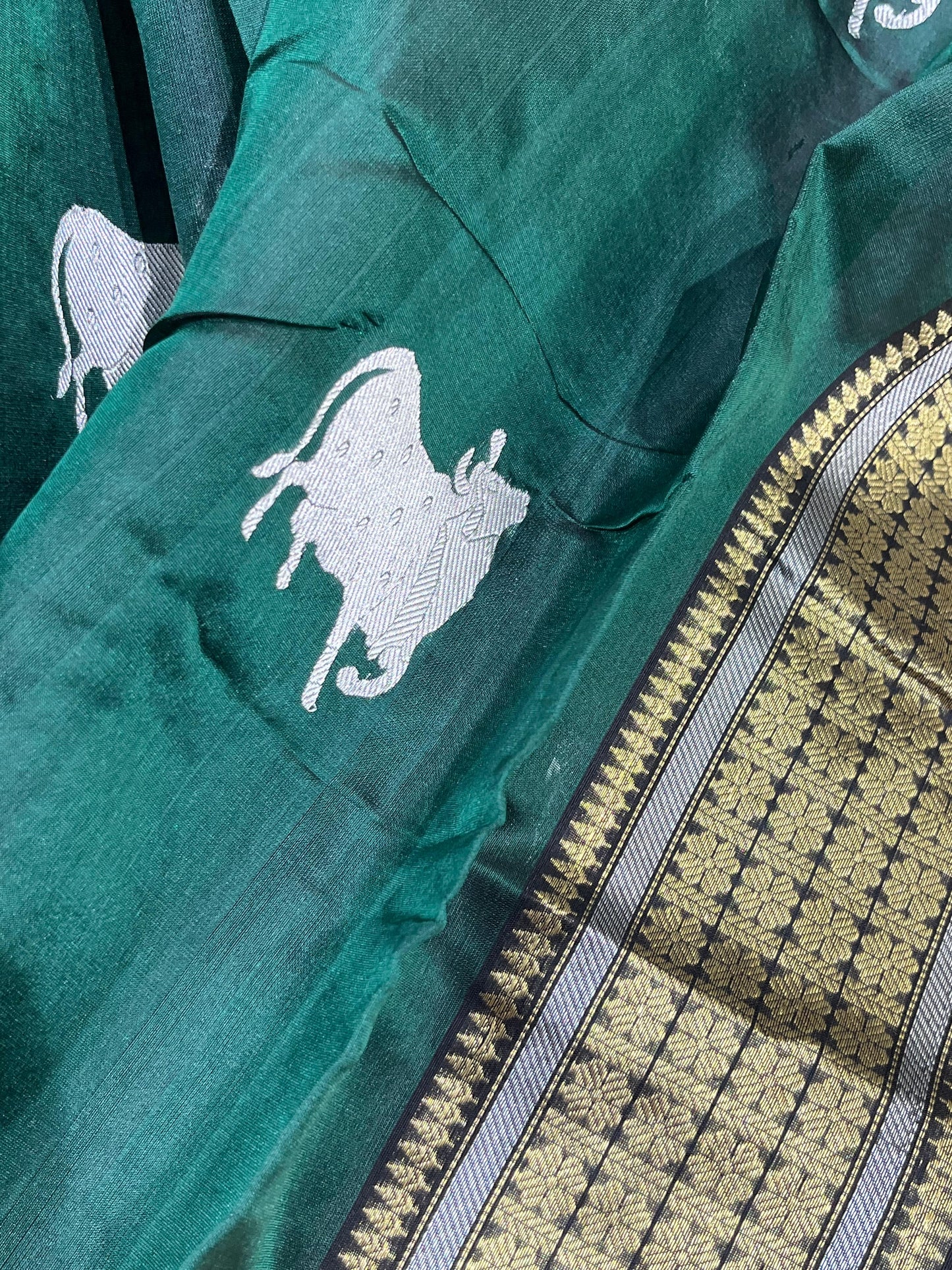 GREEN SILK PURE HANDLOOM CHANDERI SAREE
