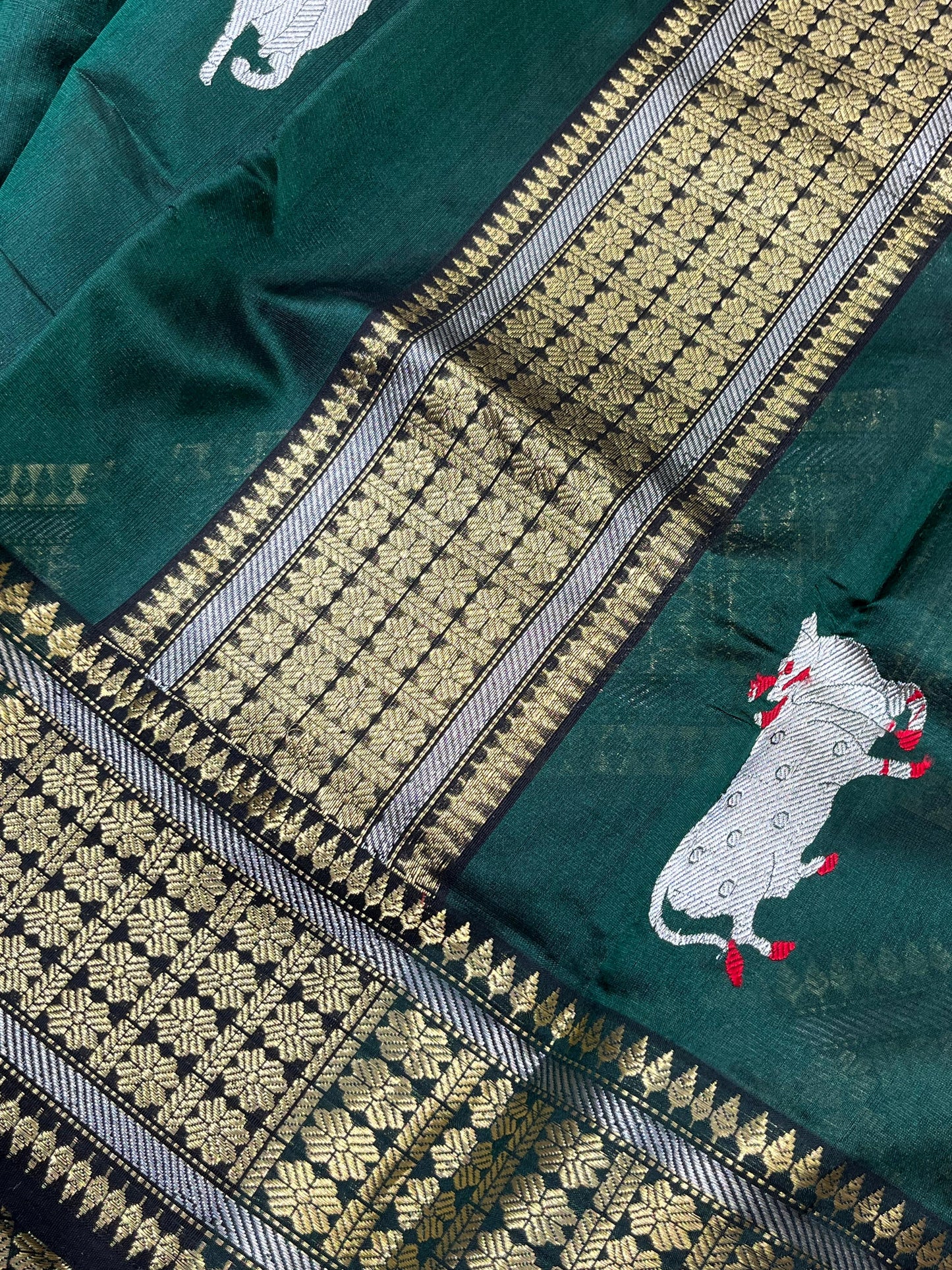GREEN SILK PURE HANDLOOM CHANDERI SAREE