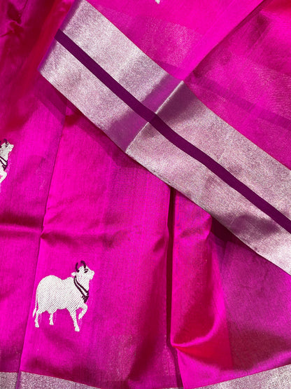 PINK SILK PURE HANDLOOM CHANDERI SAREE