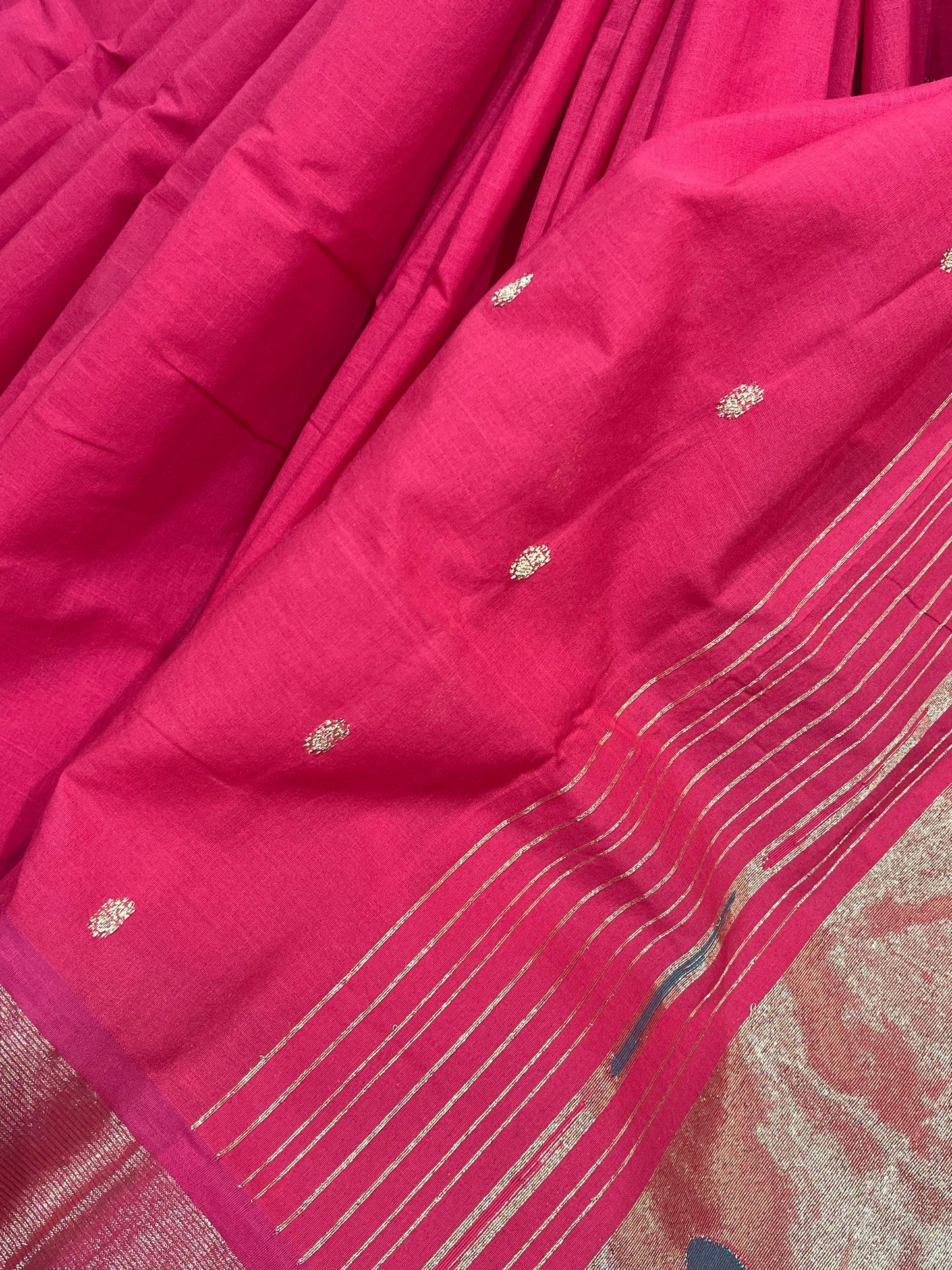 PINK COTTON PURE HANDLOOM PAITHANI SAREE