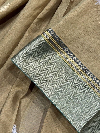 MUSTARD COTTON TISSUE PURE HANDLOOM PAITHANI SAREE