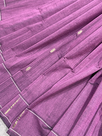 MAUVE COTTON PURE HANDLOOM PAITHANI SAREE