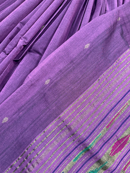 MAUVE COTTON PURE HANDLOOM PAITHANI SAREE