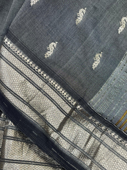 GREY COTTON PURE HANDLOOM PAITHANI SAREE