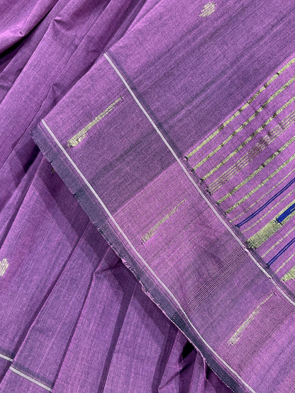 MAUVE COTTON PURE HANDLOOM PAITHANI SAREE