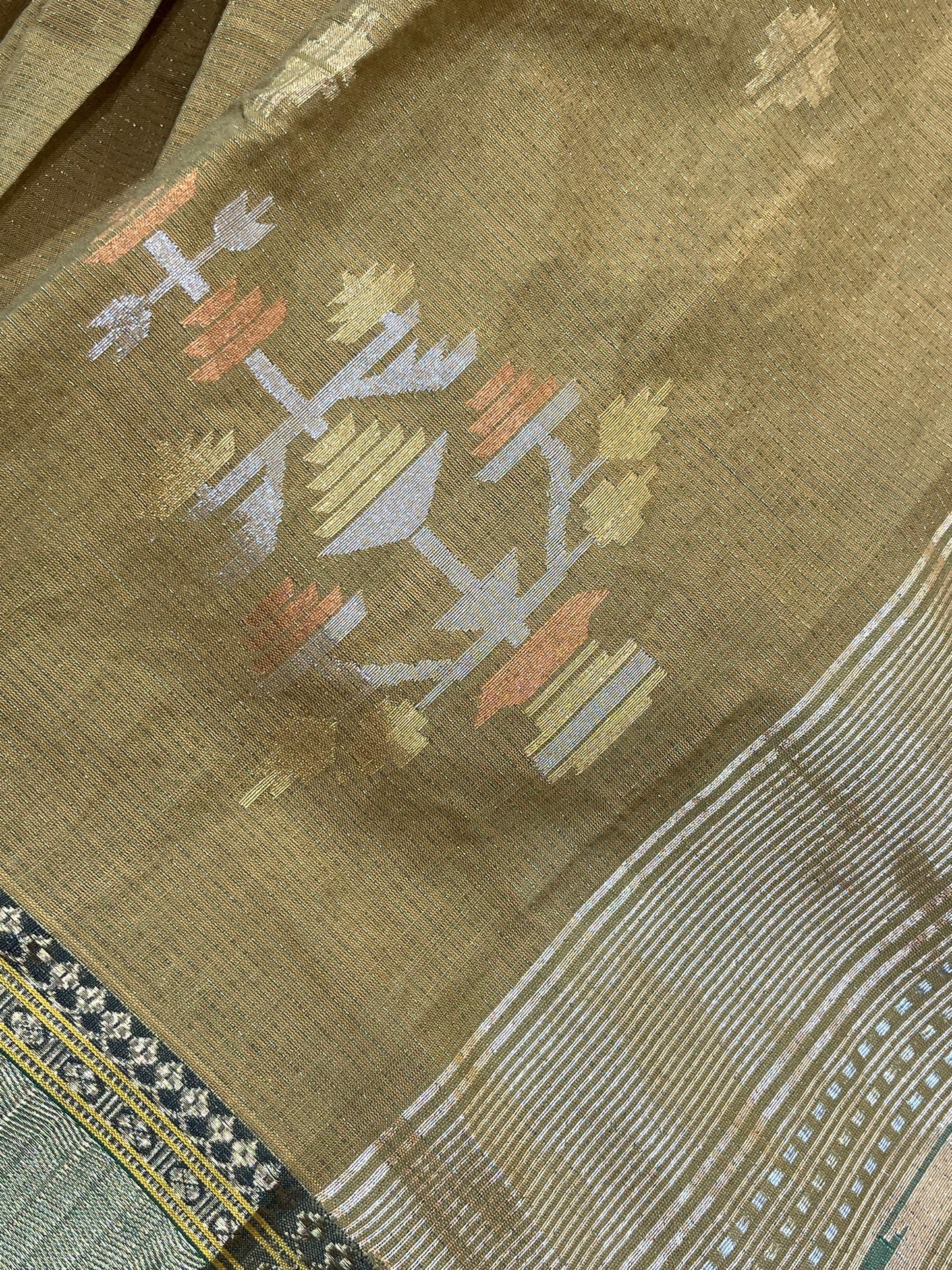 MUSTARD COTTON TISSUE PURE HANDLOOM PAITHANI SAREE