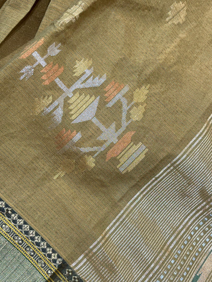 MUSTARD COTTON TISSUE PURE HANDLOOM PAITHANI SAREE