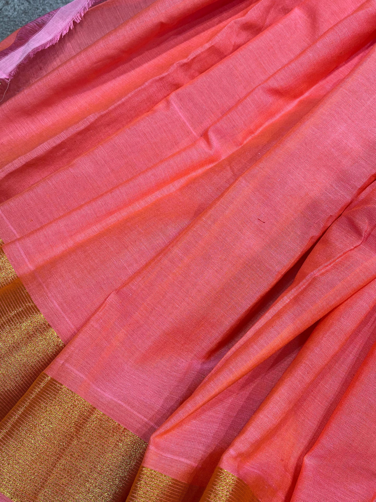 CORAL PINK  COTTON PURE HANDLOOM PAITHANI SAREE