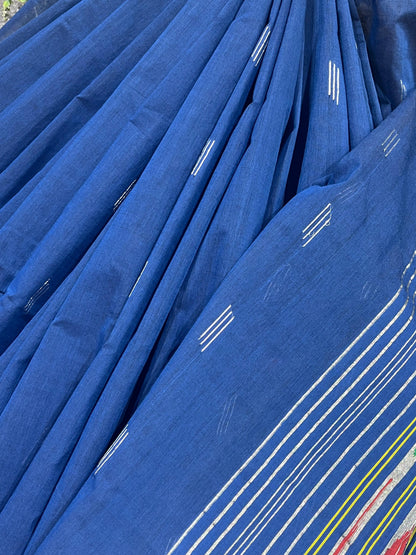 ROYAL BLUE COTTON PURE HANDLOOM PAITHANI SAREE