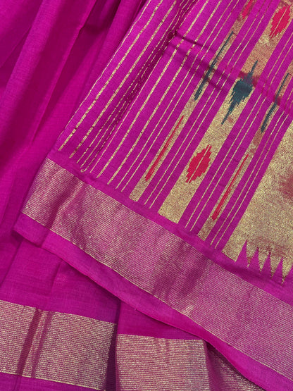 PINK COTTON PURE HANDLOOM PAITHANI SAREE
