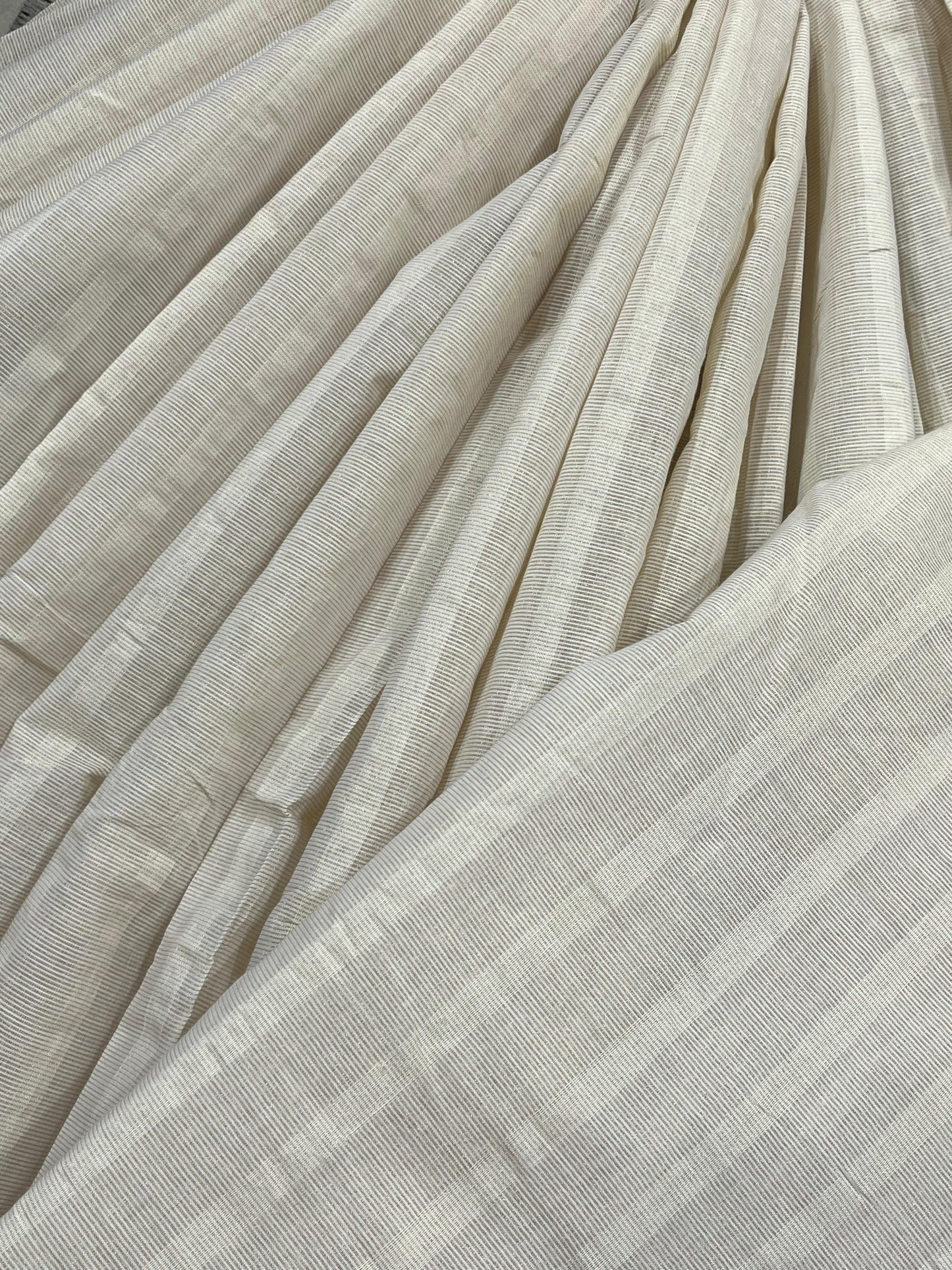 OFF WHITE COTTON TISSUE PURE HANDLOOM PAITHANI SAREE