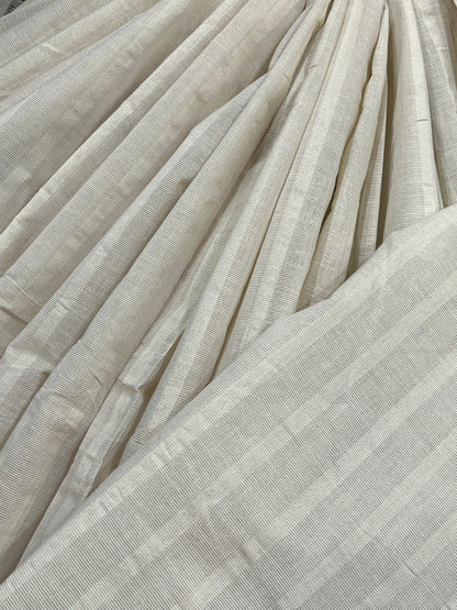OFF WHITE COTTON TISSUE PURE HANDLOOM PAITHANI SAREE