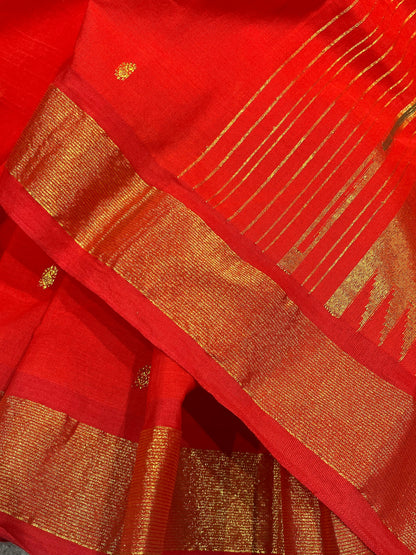 RED COTTON PURE HANDLOOM PAITHANI SAREE
