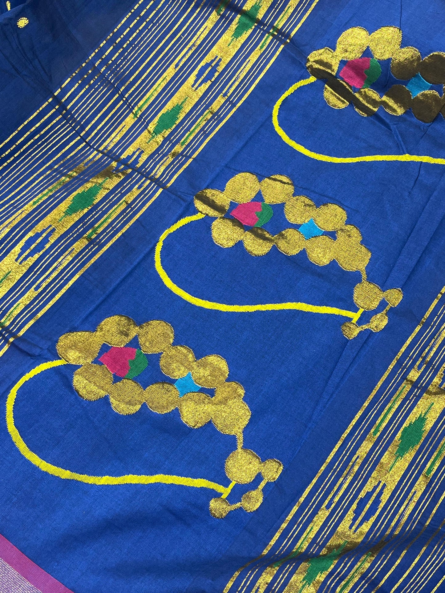 ROYAL BLUE COTTON PURE HANDLOOM PAITHANI SAREE