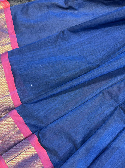 ROYAL BLUE COTTON PURE HANDLOOM PAITHANI SAREE