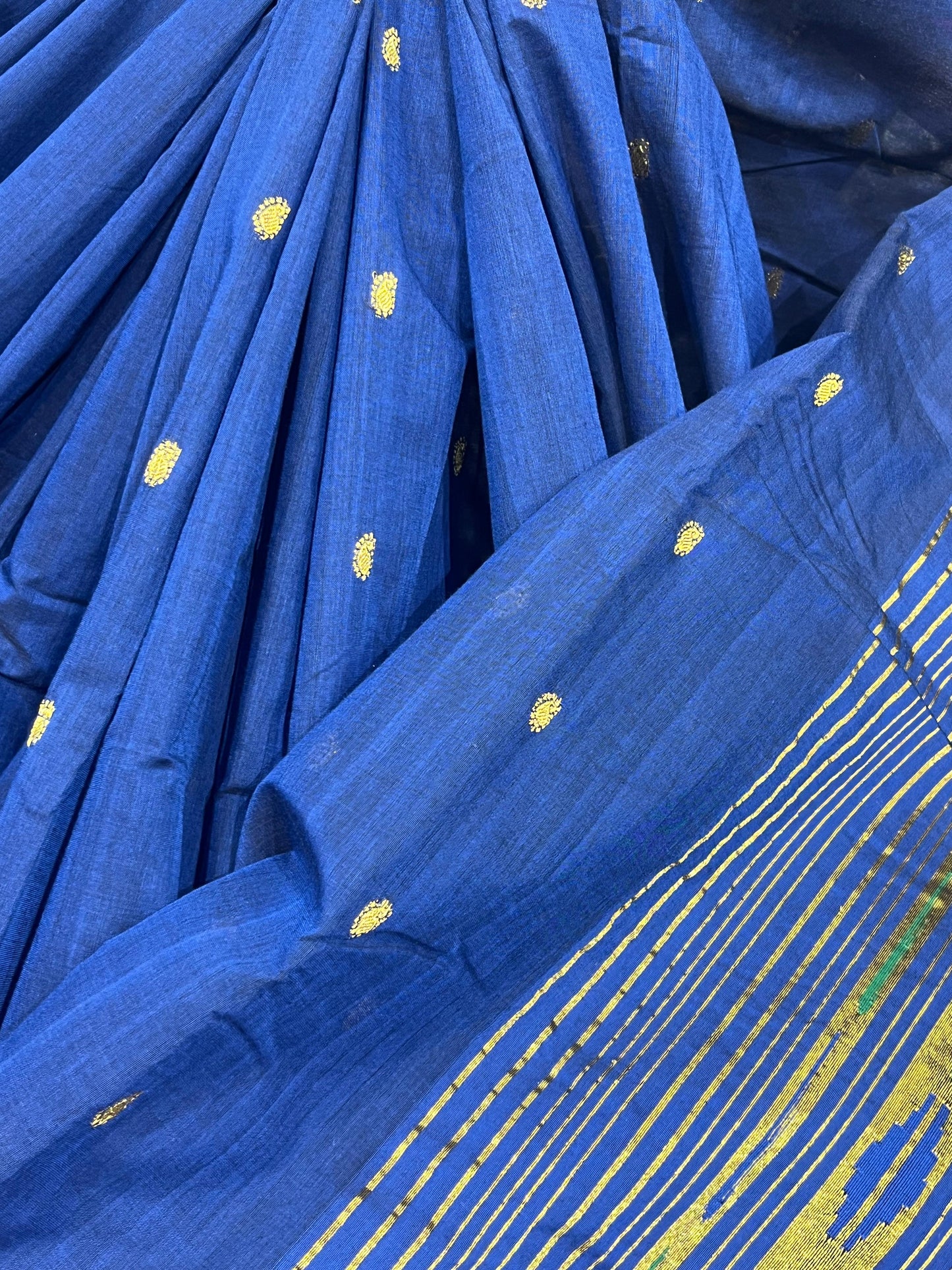 ROYAL BLUE COTTON PURE HANDLOOM PAITHANI SAREE