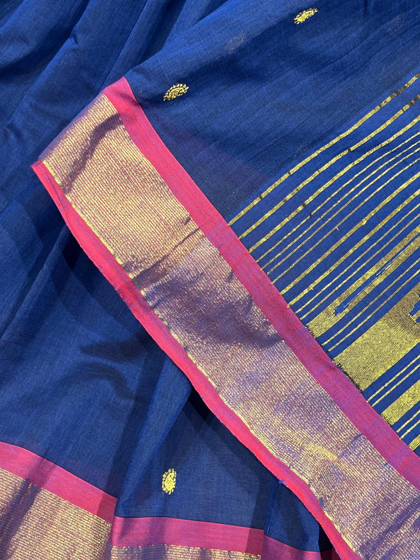 ROYAL BLUE COTTON PURE HANDLOOM PAITHANI SAREE