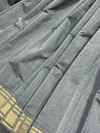 GREY COTTON PURE HANDLOOM PAITHANI SAREE