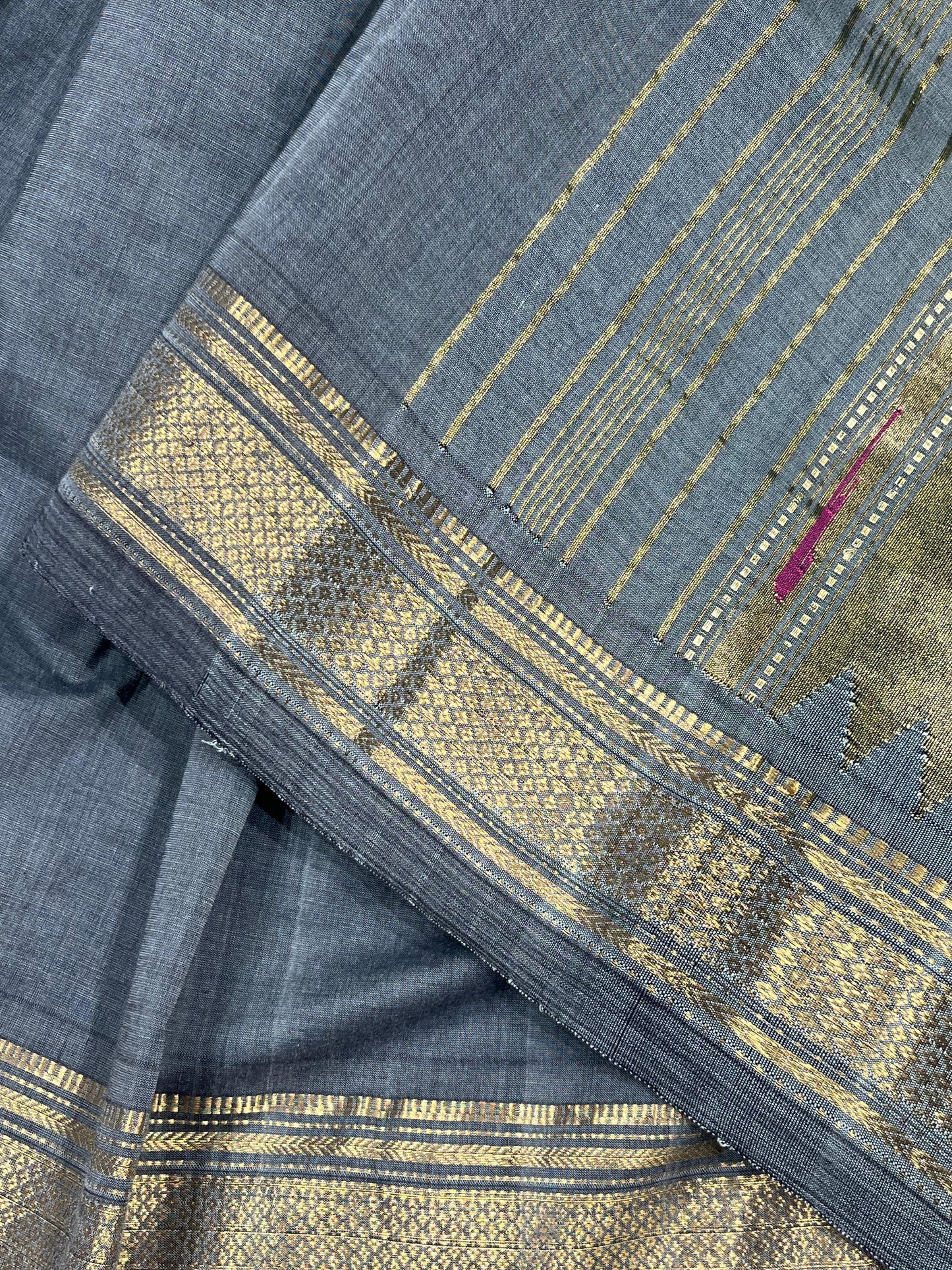 GREY COTTON PURE HANDLOOM PAITHANI SAREE