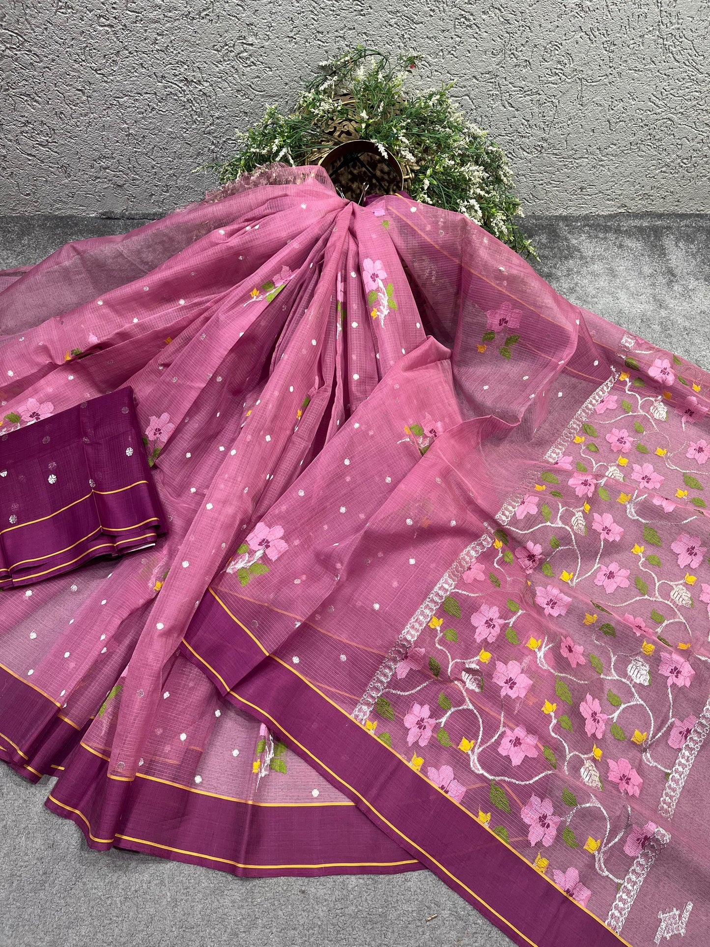 PINK PURE HANDLOOM KOTA DORIYA SAREE