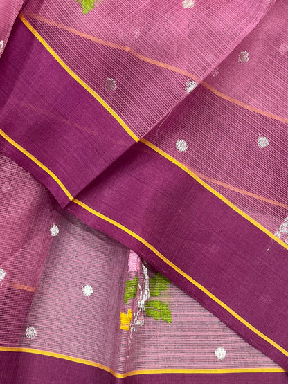 PINK PURE HANDLOOM KOTA DORIYA SAREE