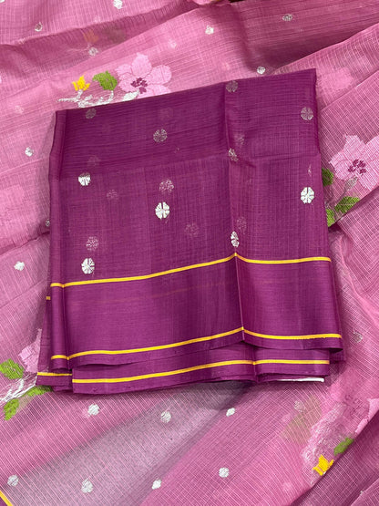 PINK PURE HANDLOOM KOTA DORIYA SAREE