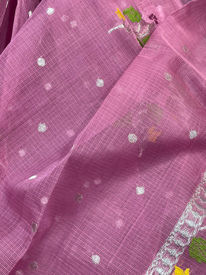 PINK PURE HANDLOOM KOTA DORIYA SAREE
