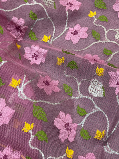 PINK PURE HANDLOOM KOTA DORIYA SAREE
