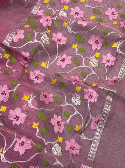 PINK PURE HANDLOOM KOTA DORIYA SAREE