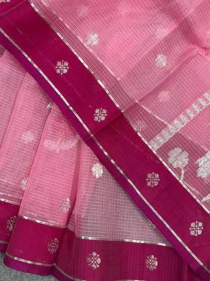 PINK PURE HANDLOOM KOTA DORIYA SAREE