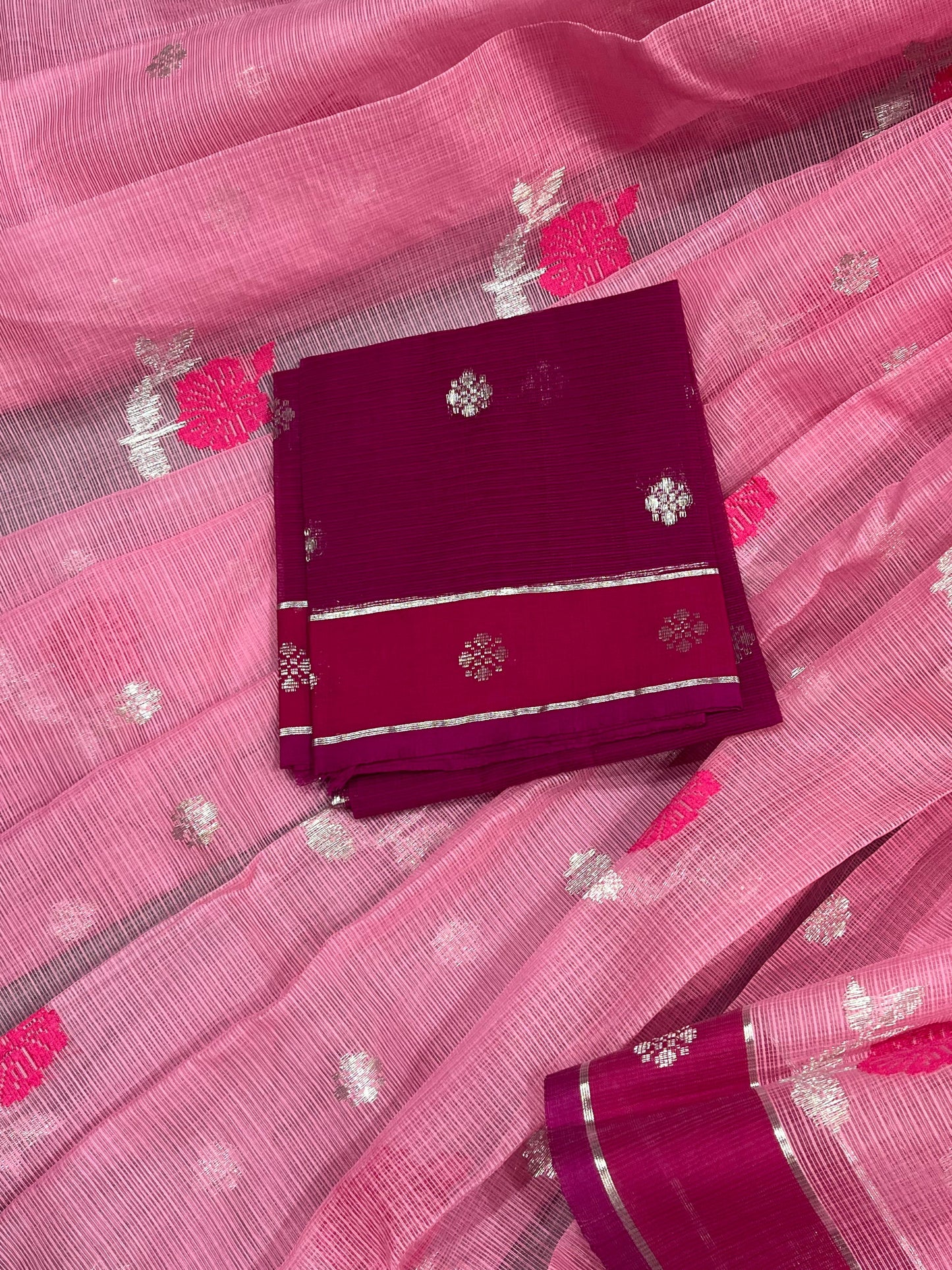 PINK PURE HANDLOOM KOTA DORIYA SAREE