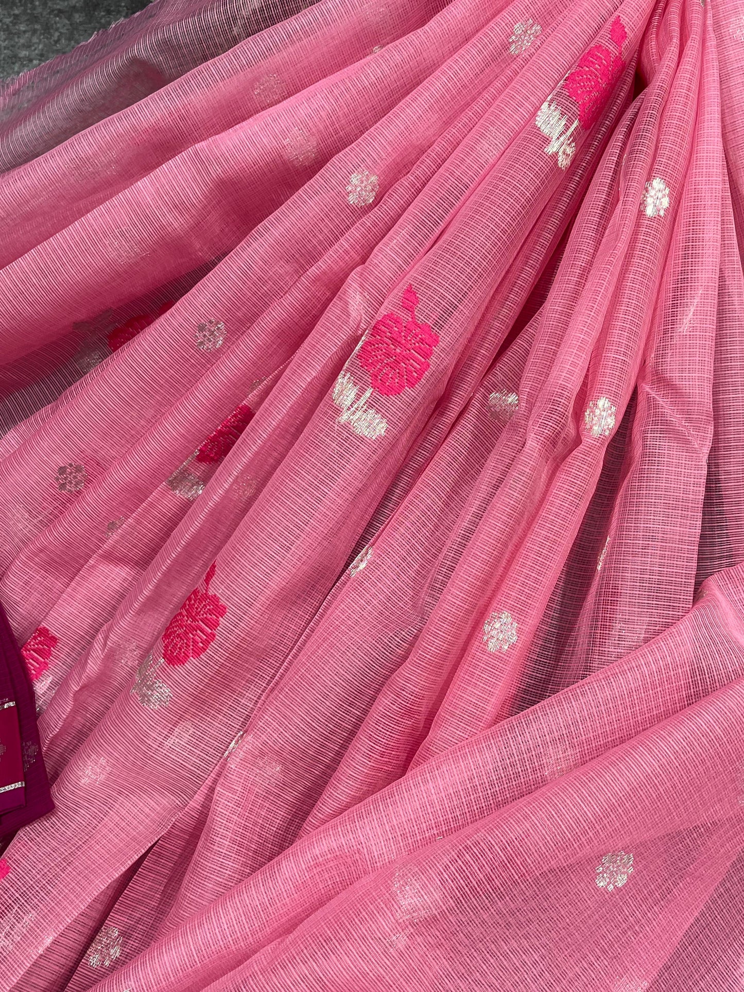 PINK PURE HANDLOOM KOTA DORIYA SAREE