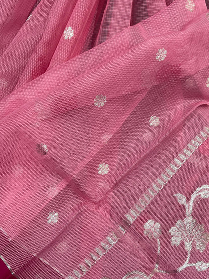 PINK PURE HANDLOOM KOTA DORIYA SAREE