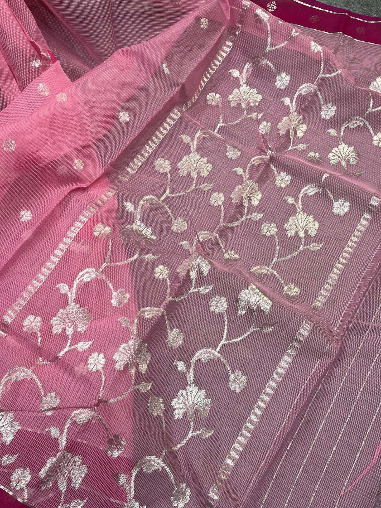 PINK PURE HANDLOOM KOTA DORIYA SAREE