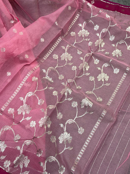 PINK PURE HANDLOOM KOTA DORIYA SAREE