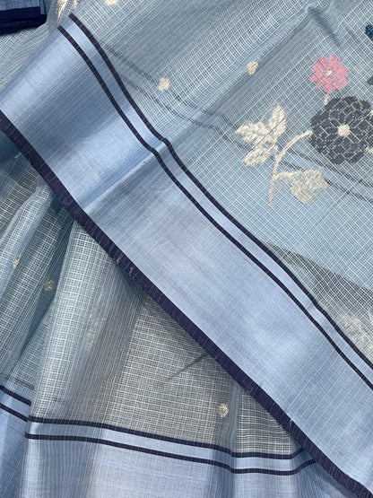 SKY BLUE  PURE HANDLOOM KOTA DORIYA SAREE