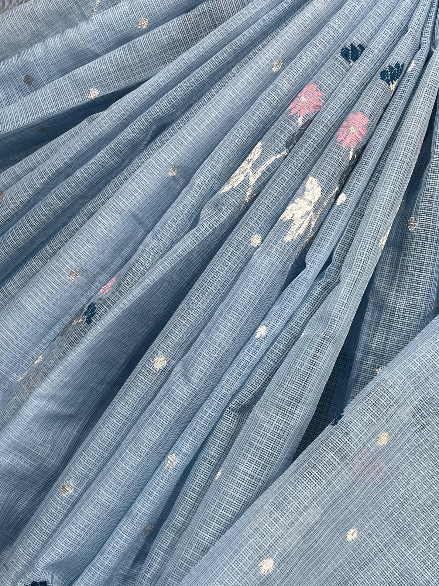 SKY BLUE  PURE HANDLOOM KOTA DORIYA SAREE