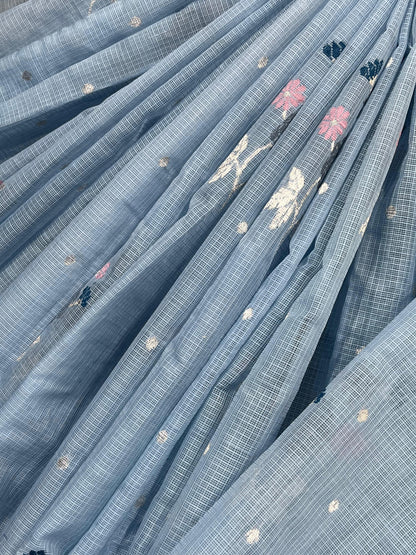 SKY BLUE  PURE HANDLOOM KOTA DORIYA SAREE