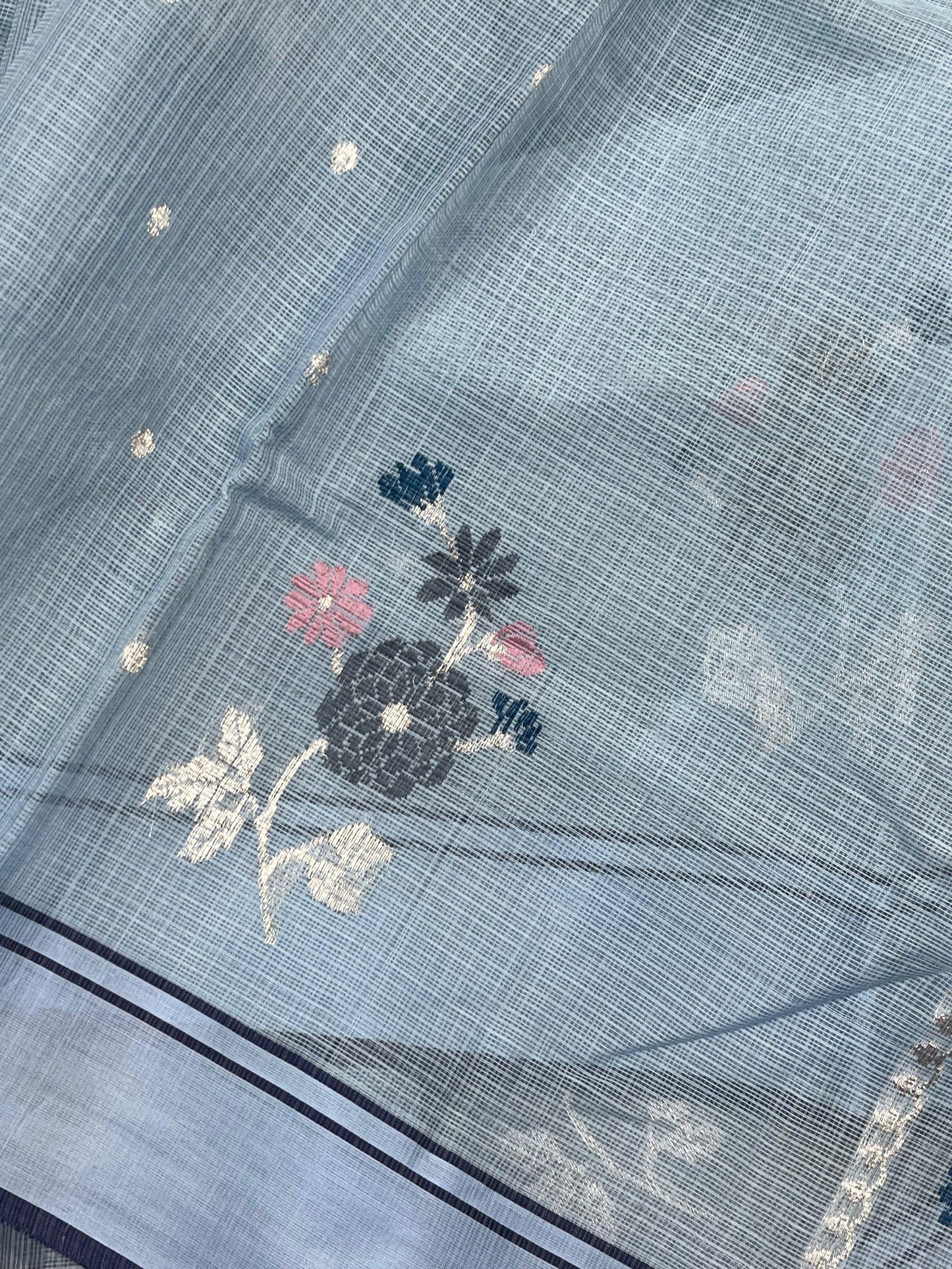 SKY BLUE  PURE HANDLOOM KOTA DORIYA SAREE