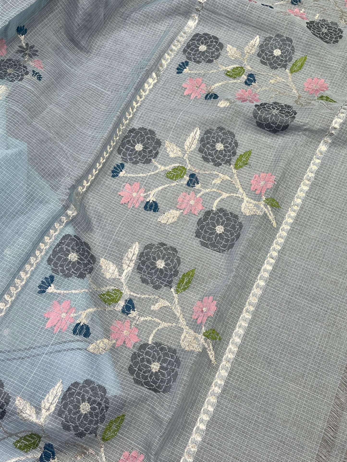 SKY BLUE  PURE HANDLOOM KOTA DORIYA SAREE