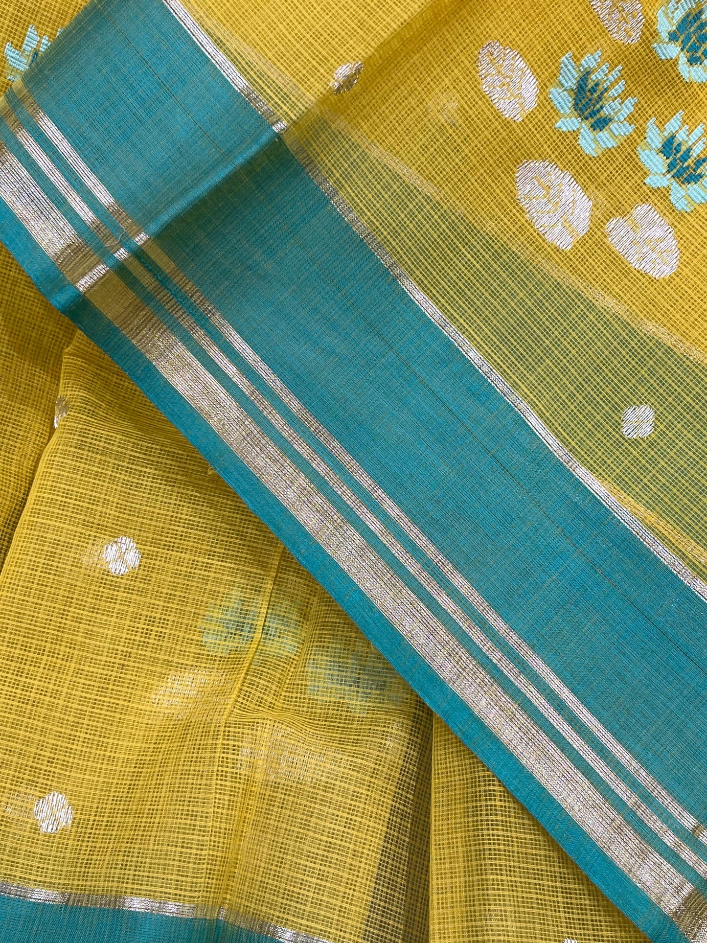 YELLOW PURE HANDLOOM KOTA DORIYA SAREE