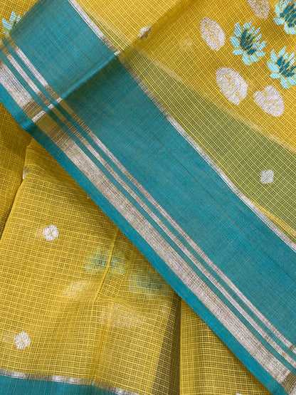 YELLOW PURE HANDLOOM KOTA DORIYA SAREE