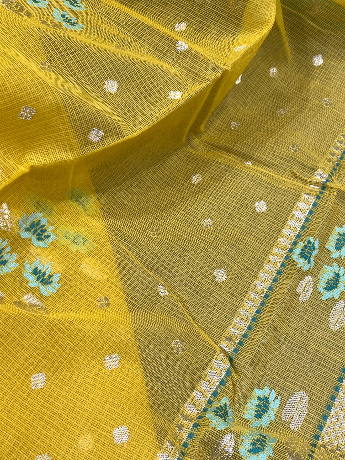 YELLOW PURE HANDLOOM KOTA DORIYA SAREE