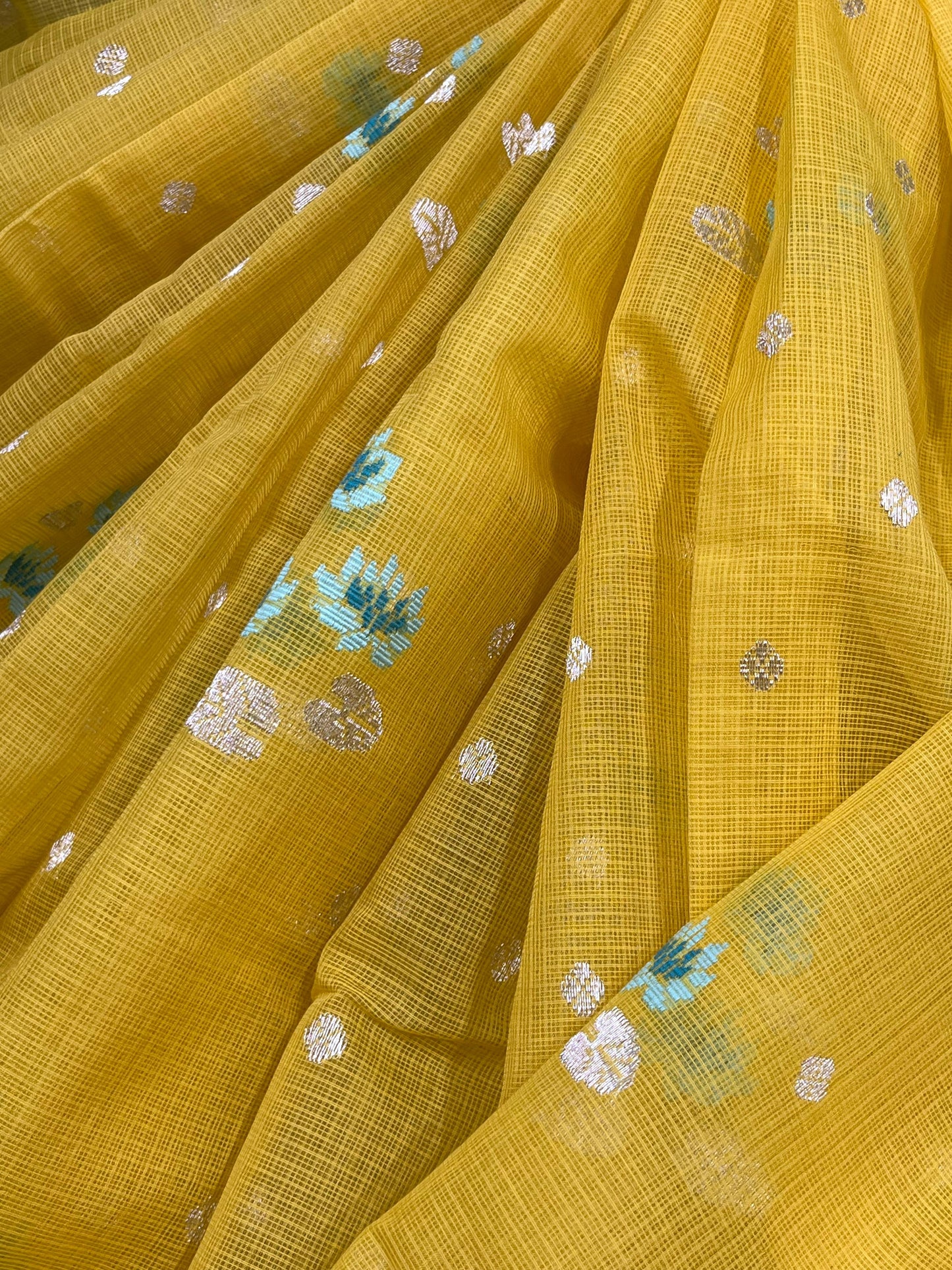 YELLOW PURE HANDLOOM KOTA DORIYA SAREE