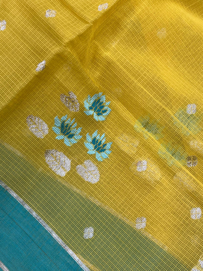 YELLOW PURE HANDLOOM KOTA DORIYA SAREE
